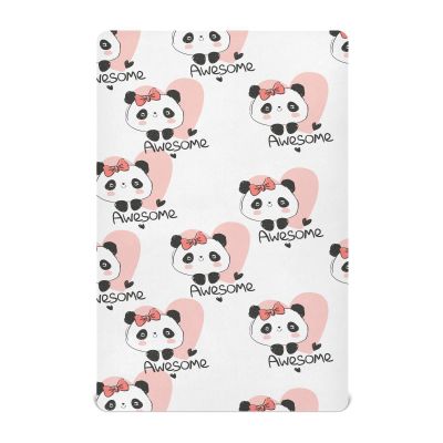 Unisex Fitted Crib Sheet for Boys and Girls, Soft Crib Mattress Sheet, 39.0 x 27.0 in, Panda with Valentine’s Day Heart and Pink Bow