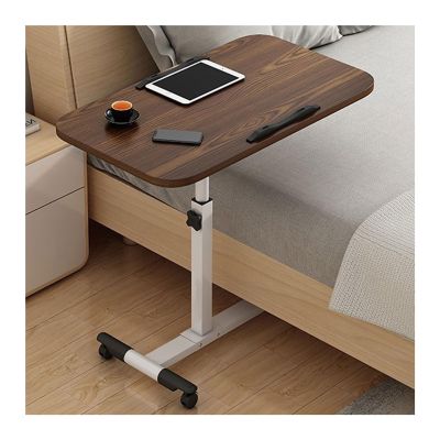 Bed Table, Adjustable Tray, Folding Laptop Desk, Mobile Standing Desk with Wheels, TV Tray for Home, Sofa, Bedside or Computer Use, 60 × 40 cm, Walnut