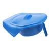 Sturdy Contoured Plastic Bedpan with Lid, Blue view 1
