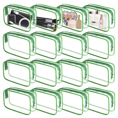 YedsIntu 16-Piece Transparent PVC Makeup Bag Set, Green