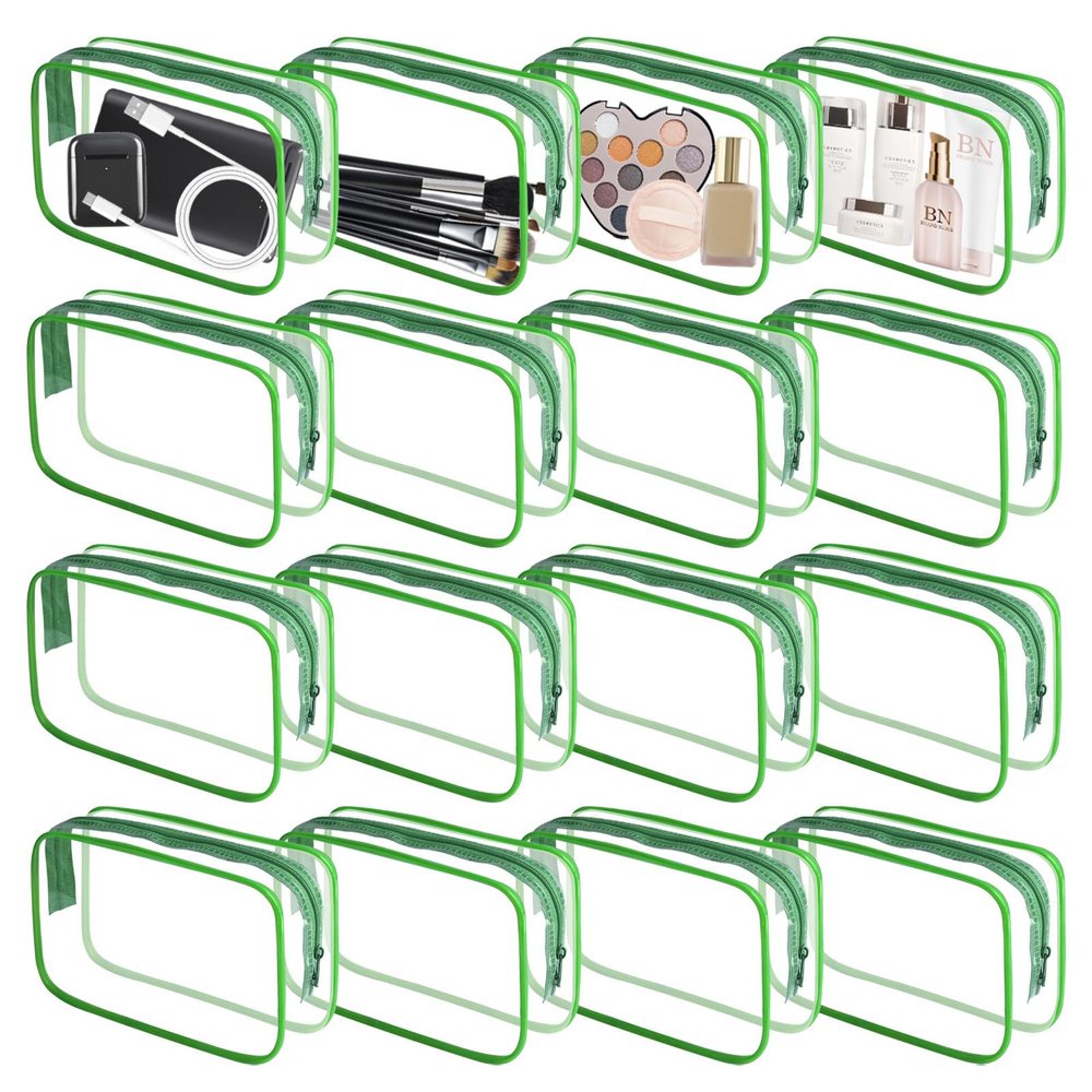 YedsIntu 16-Piece Transparent PVC Makeup Bag Set, Green