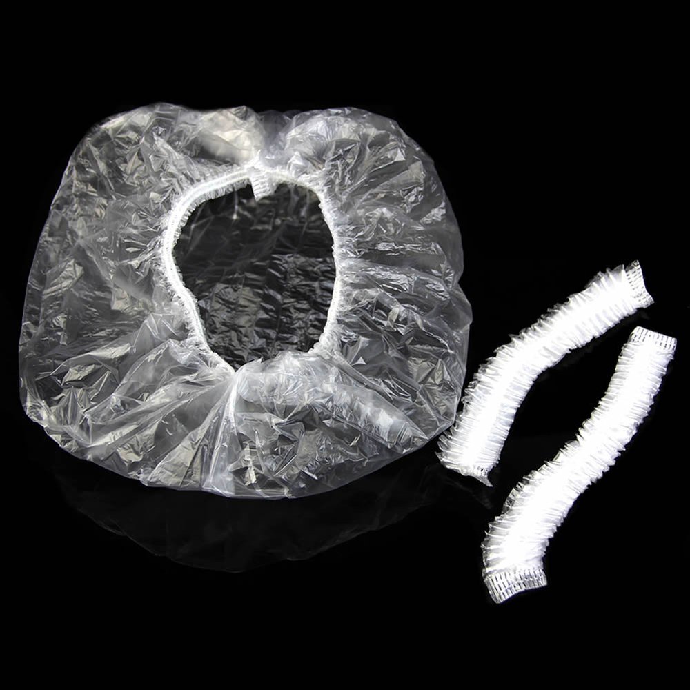 100 Transparent Elastic Hotel Shower Caps