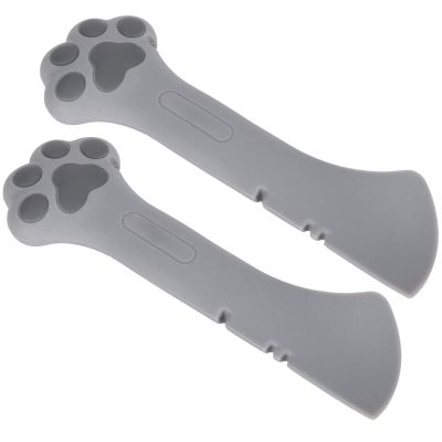 2-Piece Multifunctional Cat Paw Can Opener and Food Scoop Set, Silicone, Gray