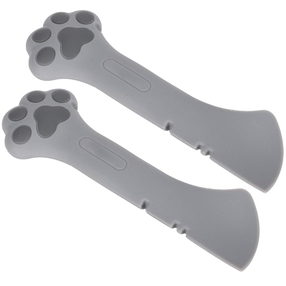 2-Piece Multifunctional Cat Paw Can Opener and Food Scoop Set, Silicone, Gray