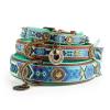 Dog with a Mission Boho Juan Dog Collar, Size S, Blue & Turquoise, Genuine Leather view 1