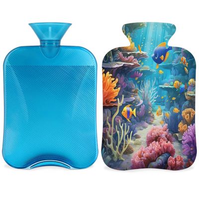 Underwater World Hot Water Bottle with Cover, 2 L
