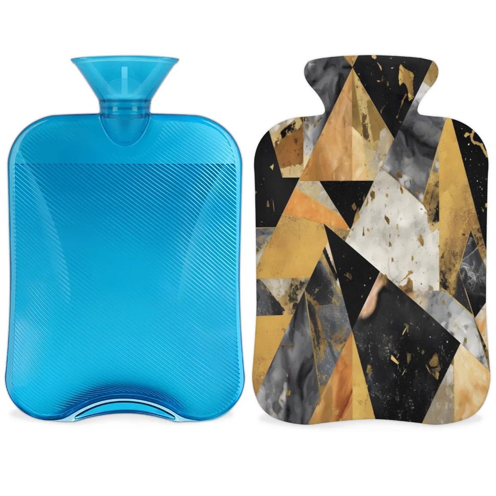 Triangle Art Hot Water Bottle with Cover, 2 L, Large Capacity
