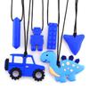 Silicone Chew Necklace, Chew Tube, BPA-Free Chew Accessory with Adjustable Strap, Blue view 1