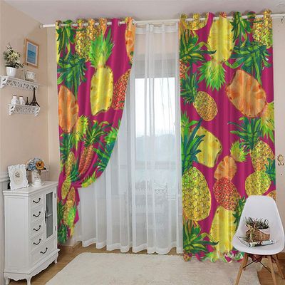 GOKSEL Pineapple Blackout Curtains, 2-Pack, 110 W x 215 H cm
