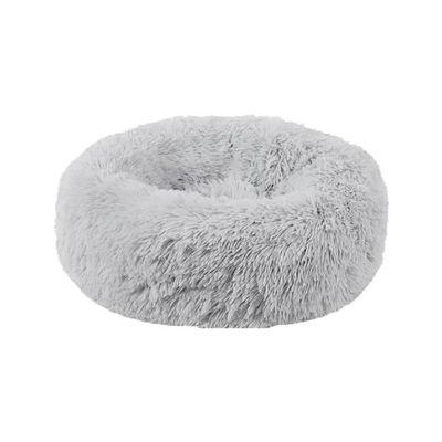 TMAOZW Round Plush Pet Bed, Removable and Washable, Light Gray, 60 x 60 cm