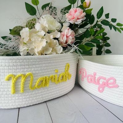 Personalized Baby Shower Storage Basket with Name, Cotton Rope, 30 x 20 x 11 cm
