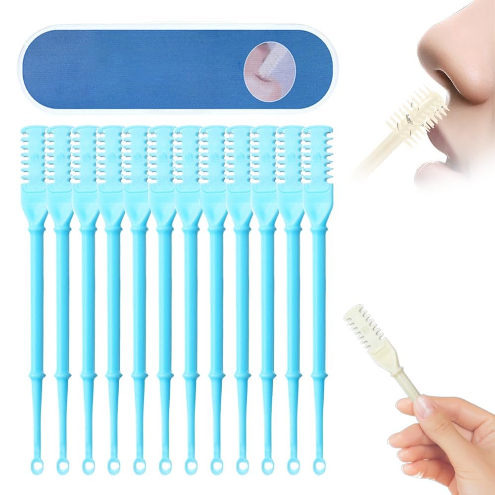 Manual Nasal Hair Trimmer for Men and Women, Hygienic, Blue, 12-Pack