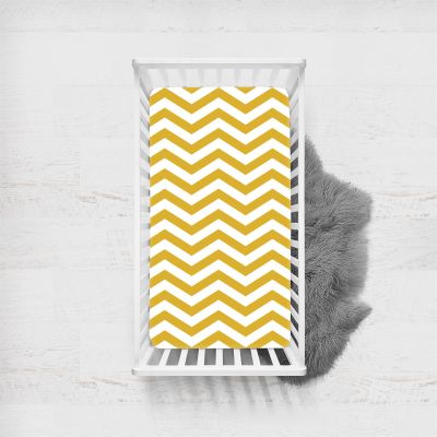 Morbuy Baby Crib Fitted Sheet, Wavy Print, Soft, Turmeric, 45 x 90 cm