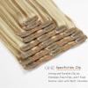 120 g Human Hair Clip-In Extensions for Women, P8/613 Golden Brown and Bleach-Blonde Balayage Hairpiece view 3