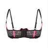 Freebily Women's Open-Cup Underwire Bra, Patent Leather Lace Lingerie, Pink, XL view 2