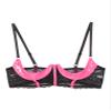 Freebily Women's Open-Cup Underwire Bra, Patent Leather Lace Lingerie, Pink, XL view 4