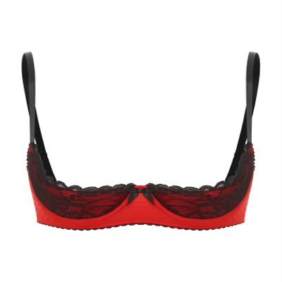 Freebily Women's Red Open Underwire Cupless Lace Bra, Size M