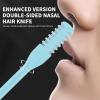 2-Pack 2-in-1 Nose Hair Trimmers with Ear Pick, Double-Sided Nose Hair Blades, Portable Manual Nose Shavers for Women and Men (Sky Blue) view 3