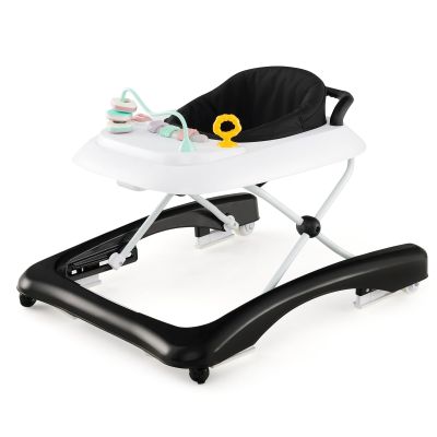 DREAMADE Baby Walker, Foldable, 3 Adjustable Heights, Removable Play Tray and Seat, Up to 12 kg, Black