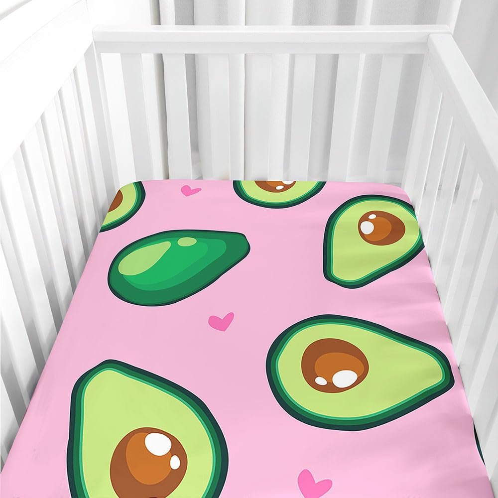 Hiseng Baby Fitted Sheet for Round and Rectangular Mattresses, Pink Love, 65 x 95 cm