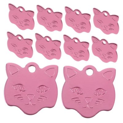 Milisten 10-Piece Cat-Head Dog Tags, Engraving Name Plates, Lightweight Decorative Pet Collar Tags