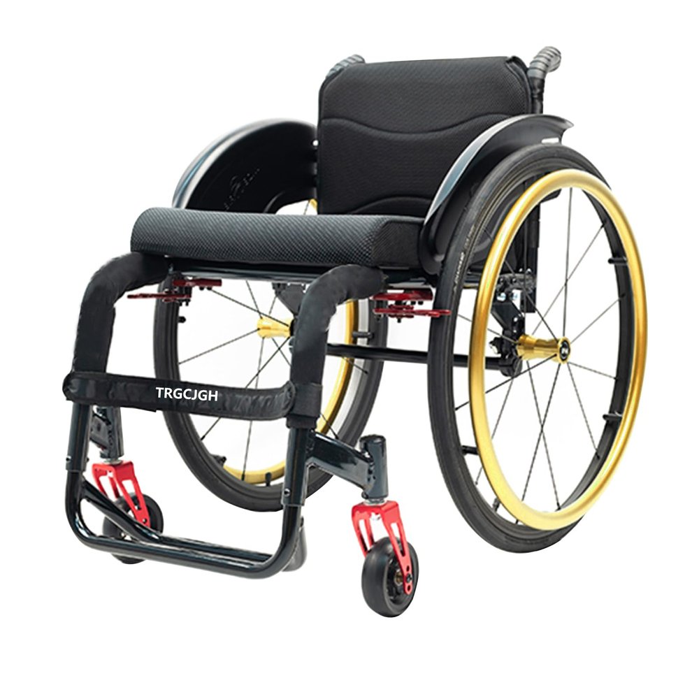 Lightweight Aluminum Travel Wheelchair, Self-Propelled, 14.9" Seat Width, Gold