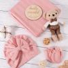 DRESHOW Baby Swaddle Blanket Set with Bow Hat and Headband view 4
