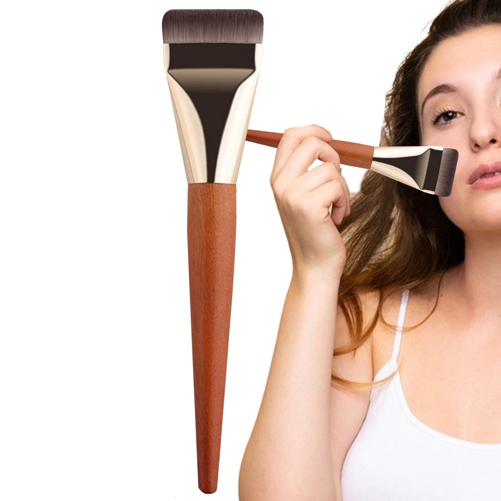 Ultra-Thin Flat-Top Foundation Brush with Wooden Handle
