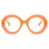 LJCZKA Round Blue-Light-Blocking Glasses for Women and Men, Non-Prescription Anti-Fatigue Glasses for PC, Phone, TV (Orange) view 2