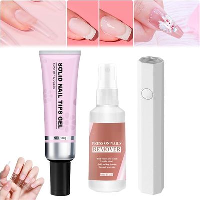Magic Solid Nail Glue Gel Kit, 3-in-1 Nail Art Set