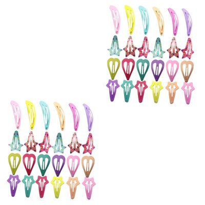 FRCOLOR 48 Colorful Hair Clips for Girls, Decorative Drop, Star and Heart Shapes for Parties and Everyday Wear, Non-Slip and Durable
