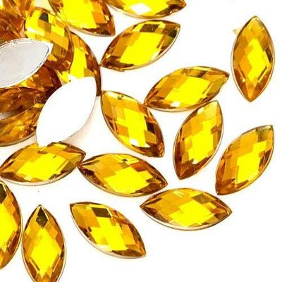 JKDSAO 100-Piece Glitter Horse-Eye Nail Art Embellishments, Topaz, 5 x 10 mm