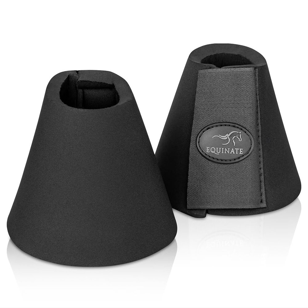 Equinate Denver S Black Hoof Bells - Durable Neoprene Spring Bells - Hoof Protection for Training and Competitions - Set of 2