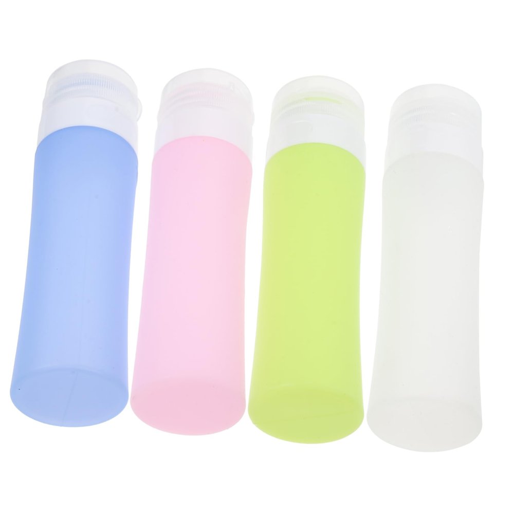 Beatifufu 4-Piece Silicone Travel Bottles, Empty Cosmetic and Shampoo Dispensers, Blue, Green and White