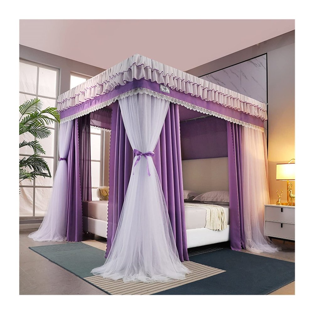 Bed Canopy, Dustproof Mosquito Net and Romantic Ceiling-High Blackout Curtain in Princess Style, European Luxury, 180 x 220 x 200 cm
