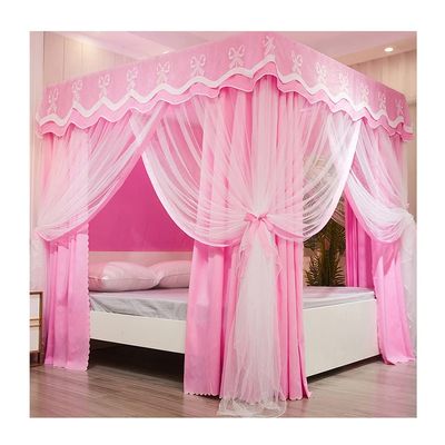 Bed Canopy with 4 Corner Posts, Mosquito Nets, and Summer-Fall-Winter Bed Curtains for Single and Double Beds, Girls’ Bedroom Decor (Green, 150 x 200 x 200 cm; Red, 150 x 200 x 20/Ro)