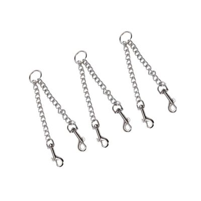 BESPORTBLE Stainless Steel Chain Dog Leashes, 360° Swivel Clips, 3-Pack for 2 Dogs