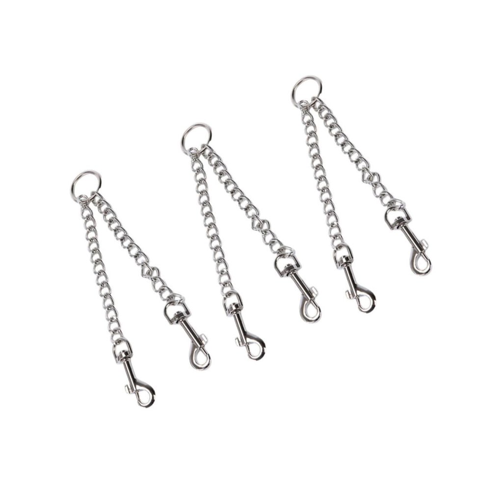 BESPORTBLE Stainless Steel Chain Dog Leashes, 360° Swivel Clips, 3-Pack for 2 Dogs