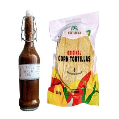 Authentic Mexican Nixtamal Tortillas, Vegan, Non-GMO, 500 g + Silphium Garum, 220 ml