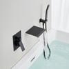 Wall-Mounted Shower Fixtures, Waterfall Bathtub Faucet, Single-Handle Hot and Cold Water Mixer, Brass Bathroom Tub Faucet with Hand Shower, A, Brushed Nickel view 3