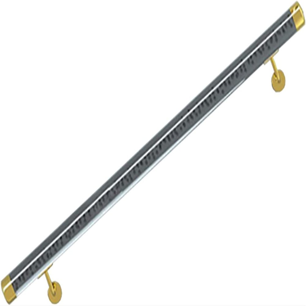 Indoor Stair Handrail, Transparent Acrylic, 1–6 m, Non-Slip, Black, Complete Set (Color: Gold, Size: 350 cm/11.5 ft)