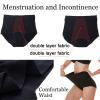 Women's Cotton Incontinence Underwear, High-Waisted Leakproof Period Panties, Washable and Reusable, M, Black view 3