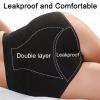 Women's Cotton Incontinence Underwear, High-Waisted Leakproof Period Panties, Washable and Reusable, M, Black view 4