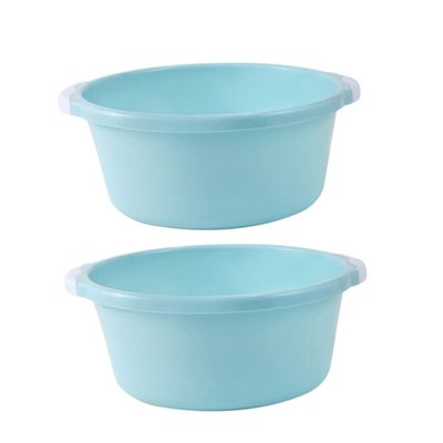 WOONEKY 2-Piece Large Plastic Wash Basins, Nordic Blue