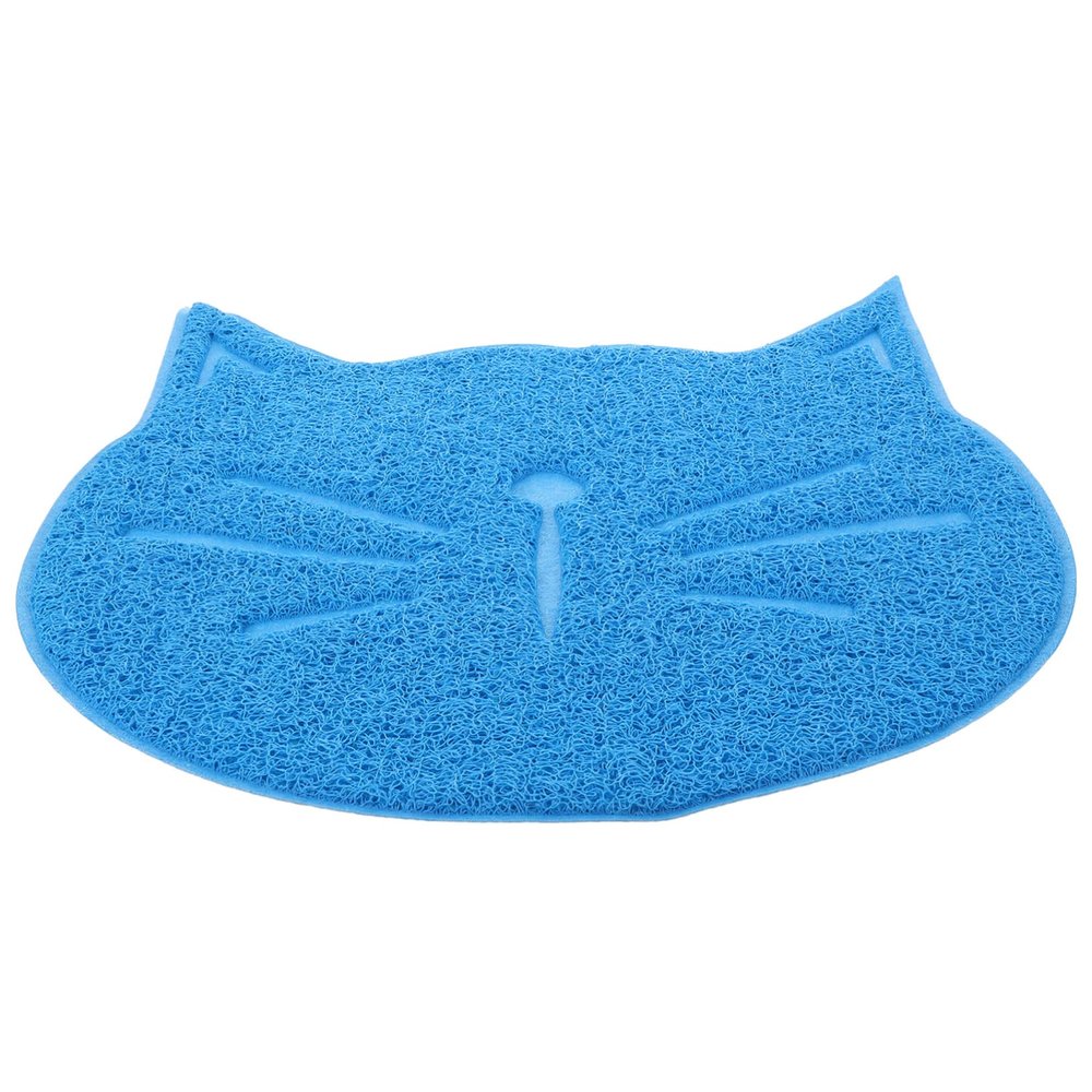 Blue PVC Cat-Shaped Non-Slip Feeding Mat