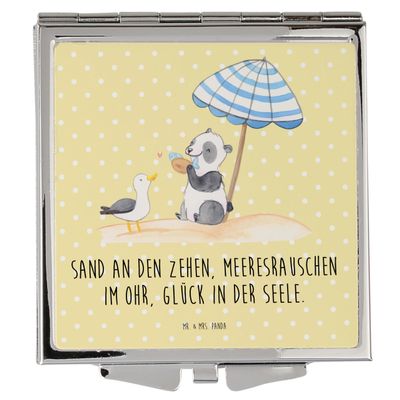 Mr. & Mrs. Panda Square Handbag Mirror – Summer Sea Happiness, Silver