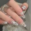 XWQPLH Lively, Cute and Cool Milky White Butterfly Gradient Artificial Nails (S) view 3