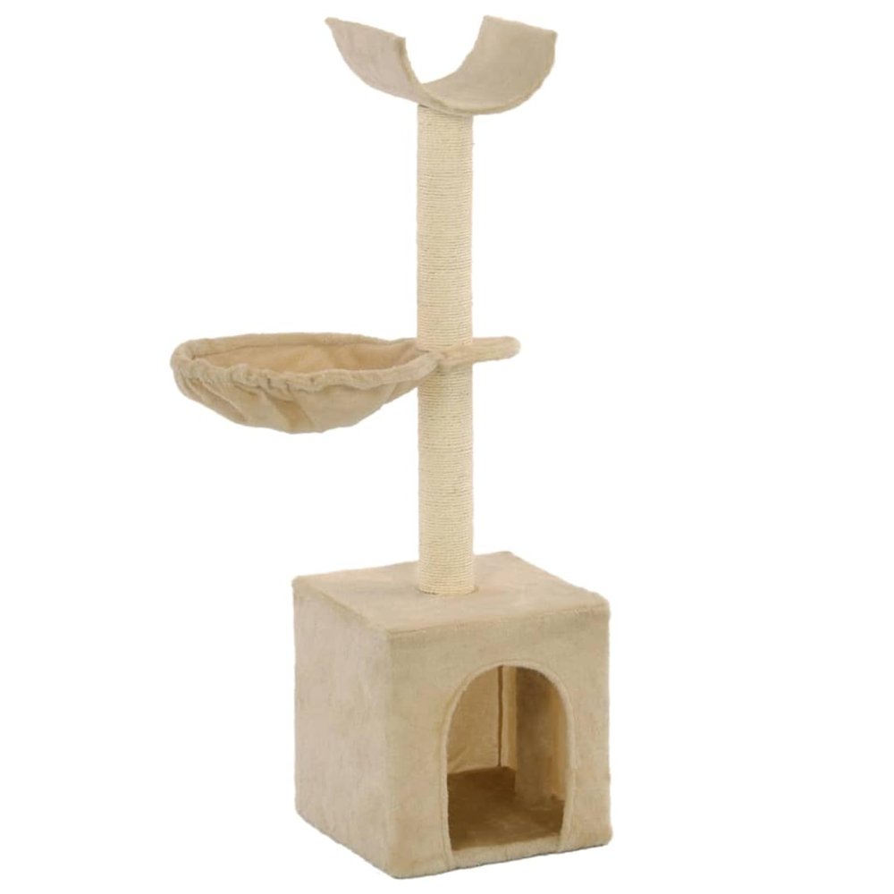 Homgoday Beige Cat Tree with Sisal Scratching Post, 105 cm