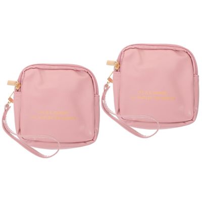 minkissy 2-Piece Decorative Period Pouch Set, PU Portable Waterproof Storage Bags for Women, Compact Multifunctional Zipper Cosmetic Bags