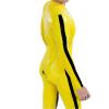 GAYLOP Men's Latex Bodysuit Rubber Catsuit with Side Stripes, Tight-Fit Costume, Plus Size, Handmade, Red and Black, L view 2